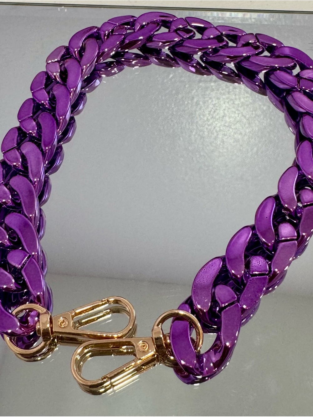 New Metallic Purple 18 inch bag chain with Gold Hardware